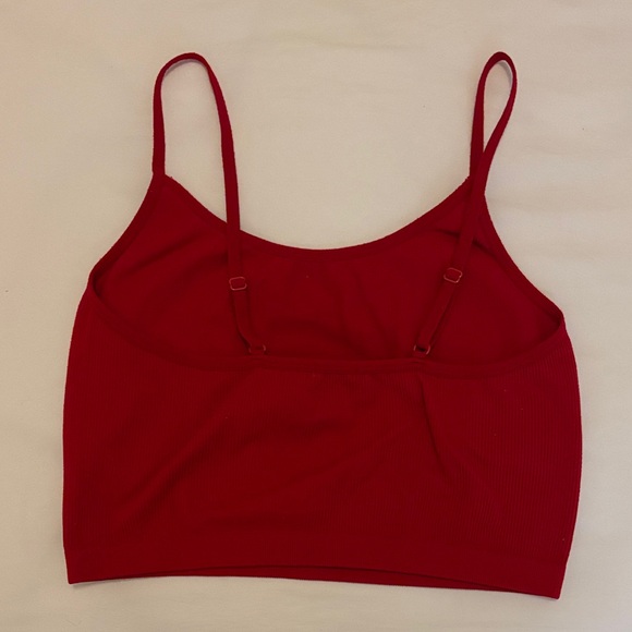 Red Ribbed Crop Top - Picture 2 of 3